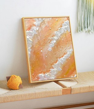 Cuadro minimalista Ola de playa naranja abstracta 22 Pinturas al óleo